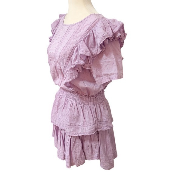 LoveShackFancy Natasha Wisteria Lavender Small Cotton Ruffle Mini Dress - Picture 5 of 13